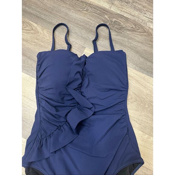 PROFILE BY GOTTEX TUTTI FRUTTI BANDEAU RUFFLE ONE PIECE SWIMSUIT US10 $138 - Picture 5 of 7